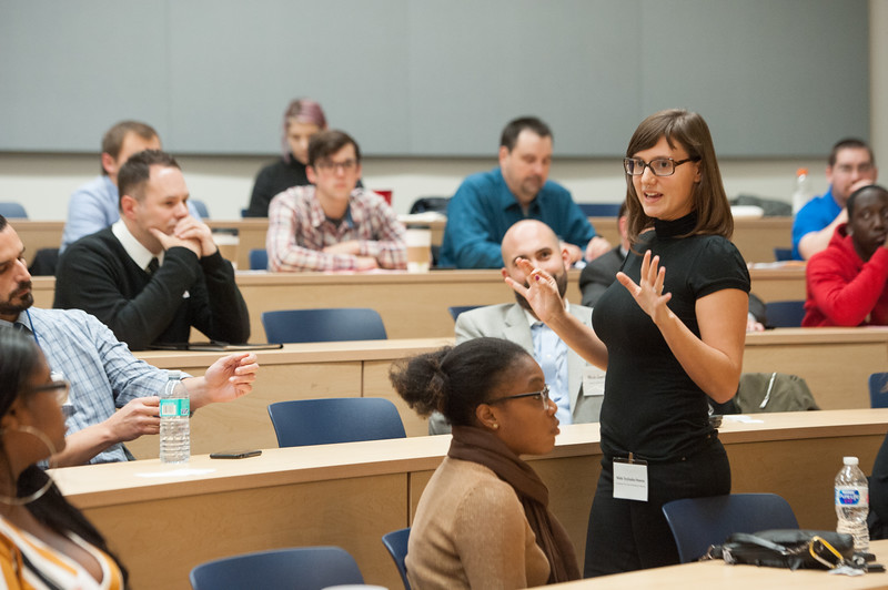Woman talking during a meeting